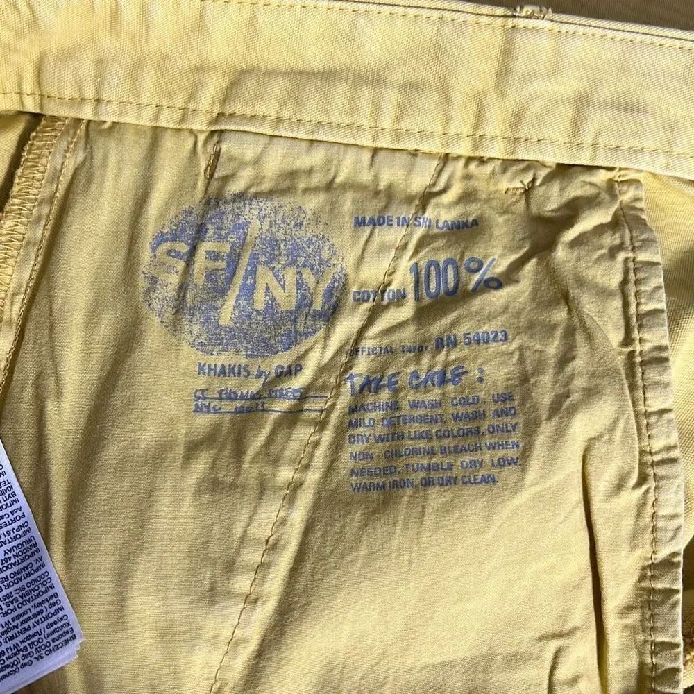 Gap Women's Khaki Pants Broken In Straight Leg Mid Rise Cotton Neon Yellow 2 - Picture 5 of 7